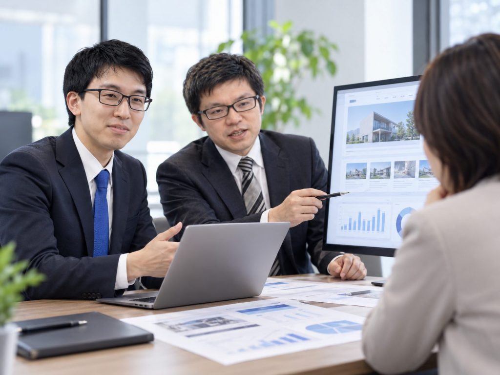 WEBサイト改善の打ち合わせをイメージした風景