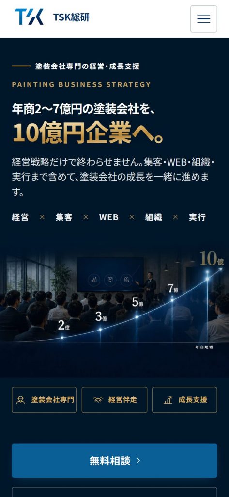 TSK総研サイトのトップページ（スマートフォン表示）